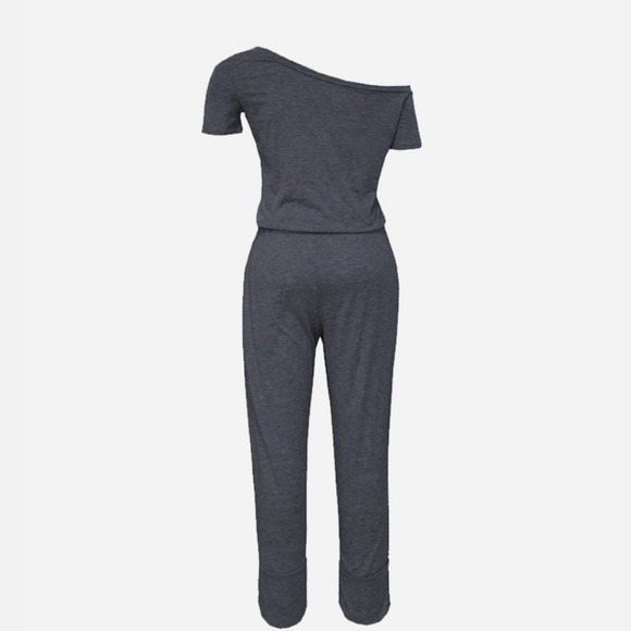 Dark Grey Off Shoulder Jumpsuit Ankle Length - Picture 4 of 4